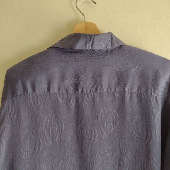 Jonathan Martin Vintage Womens Silk Blouse L Smoky Purple Jacquard Button Up Top - Picture 8 of 9